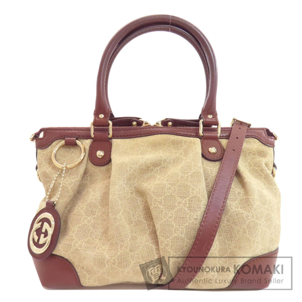 Gucci Sukey bag iconic beige GG canvas brown leather